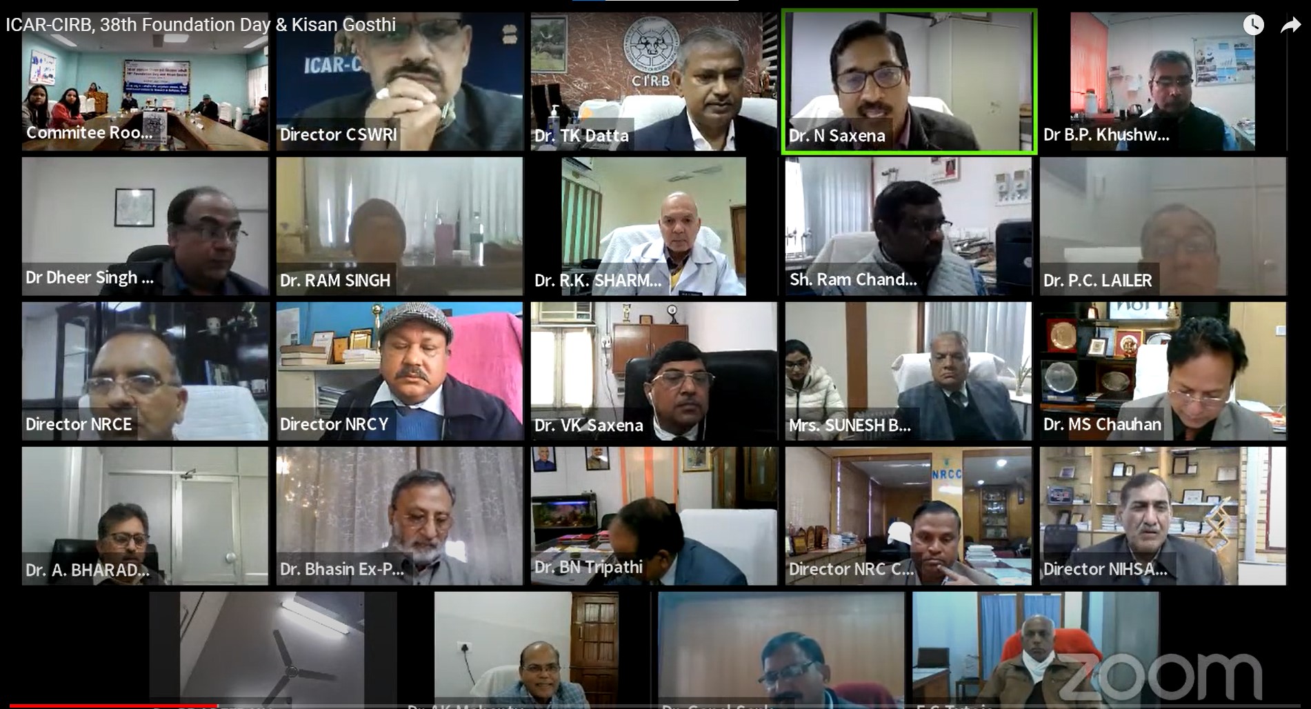 केन्द्रीय भैंस अनुसंधान संस्थान में 38वें स्थापना दिवस के अवसर पर ऑनलाइन माध्यम से किसान गोष्ठी संपन्न